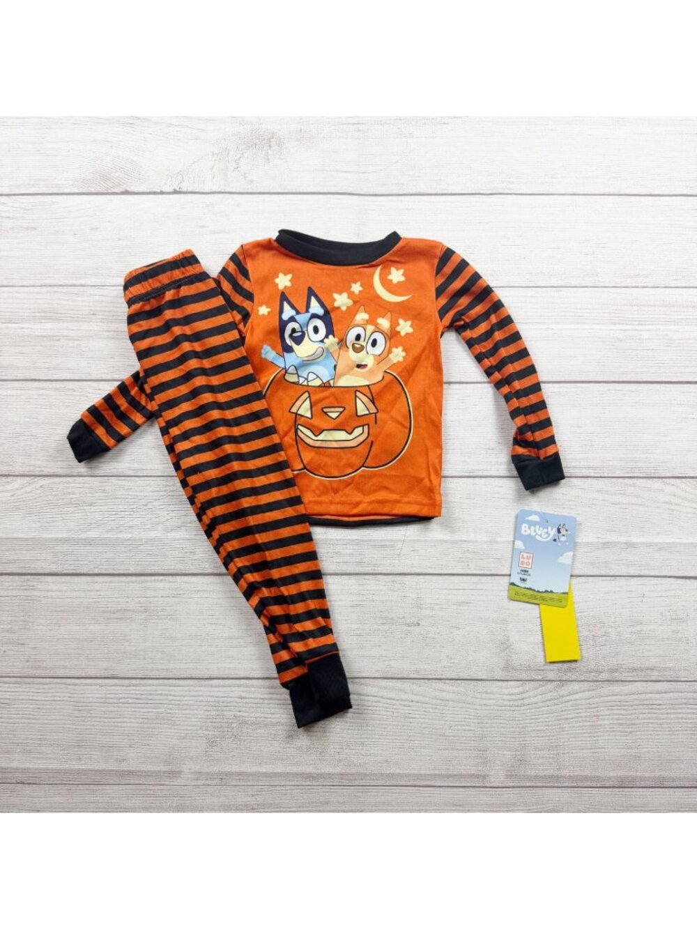 Bluey Toddler Halloween Pajama Set Stripes Pumpkin Graphic NWT 3T